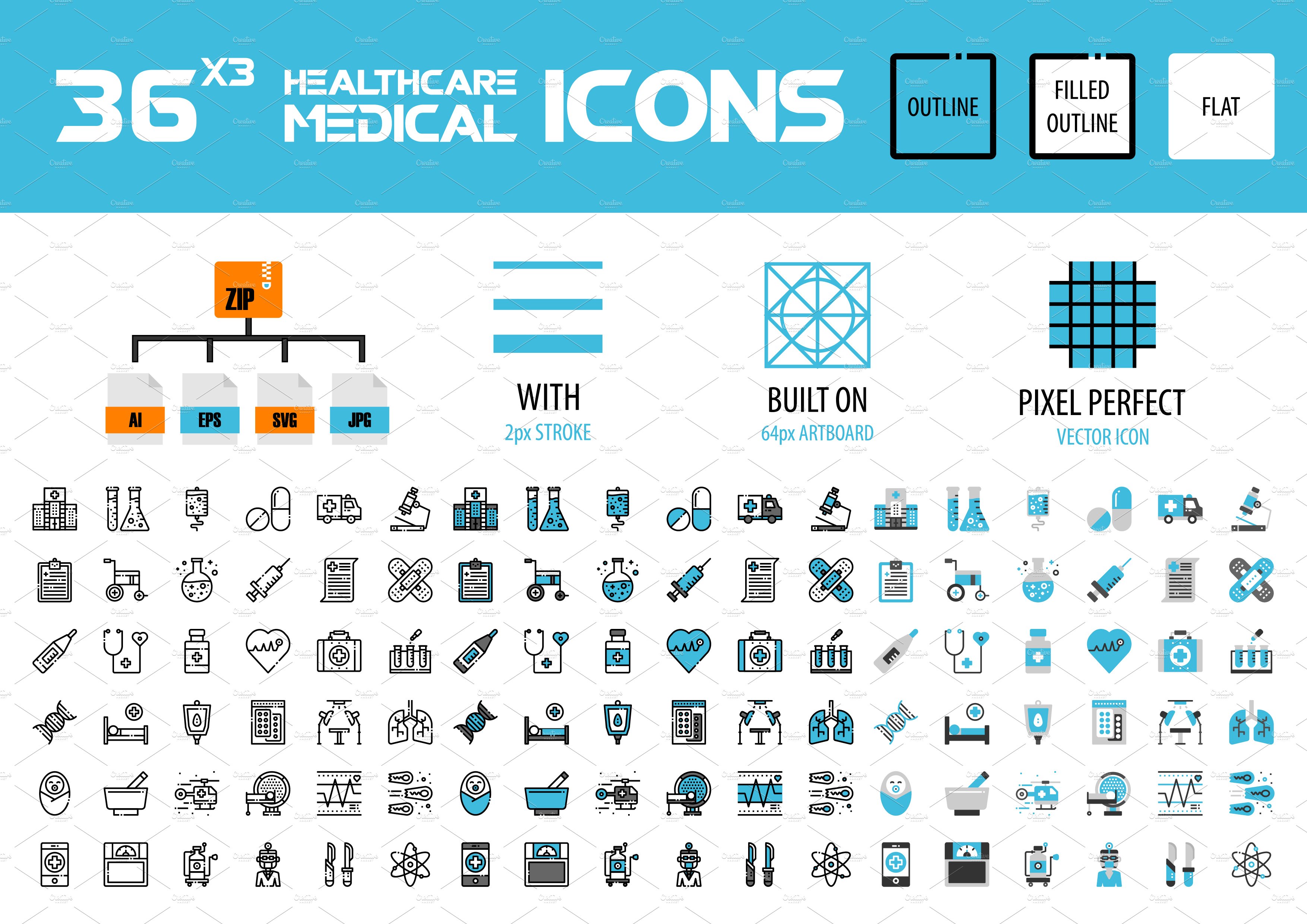 36x3 Healthcare & Medical icons preview image.