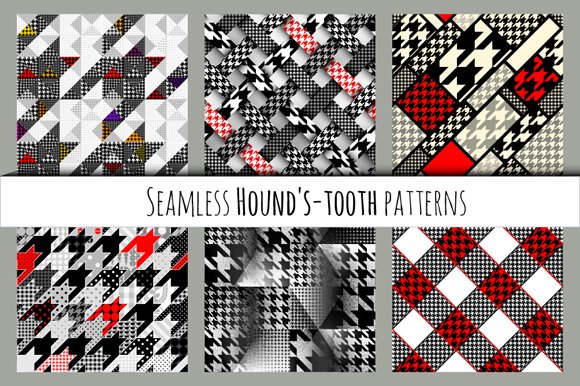 Seamless hound's-tooth patterns cover image.