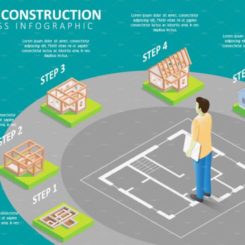 Cottage construction vector cover image.