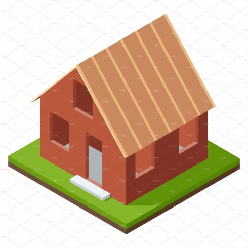 House construction Isometric stage cover image.