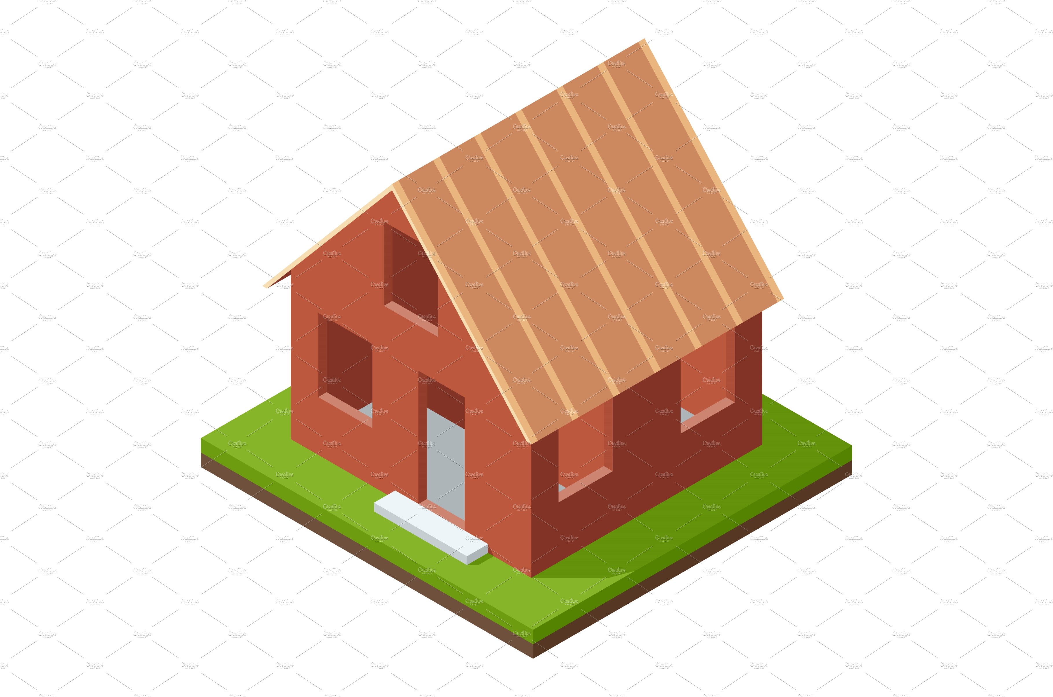 House construction Isometric stage cover image.