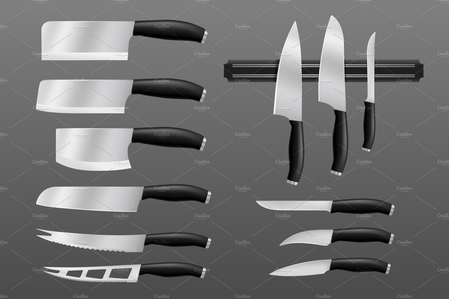 Kitchen cutlery, knifes cover image.