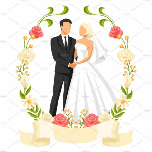 Wedding illustration of bride and cover image.
