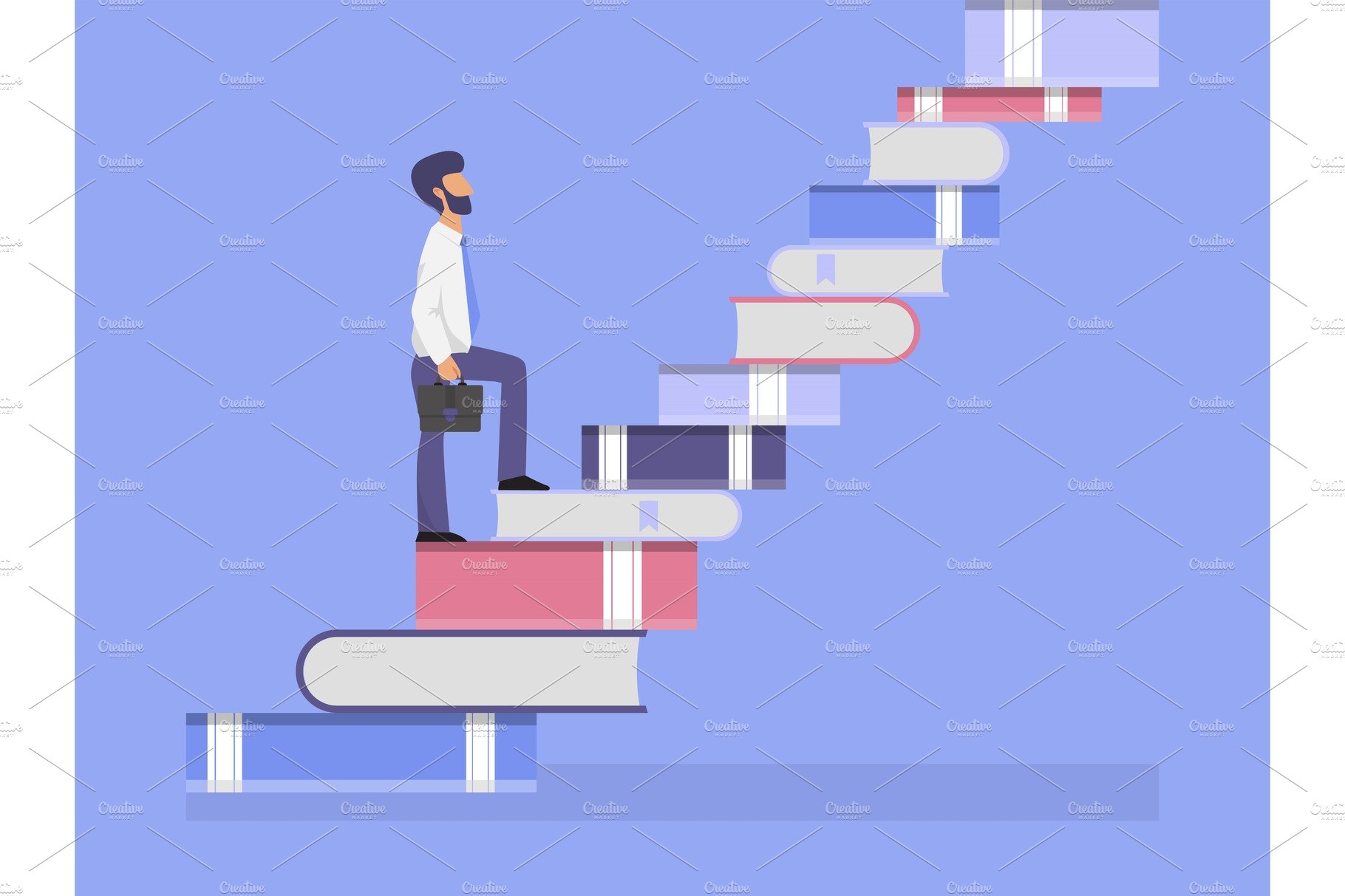 Businessman going up the stairs cover image.