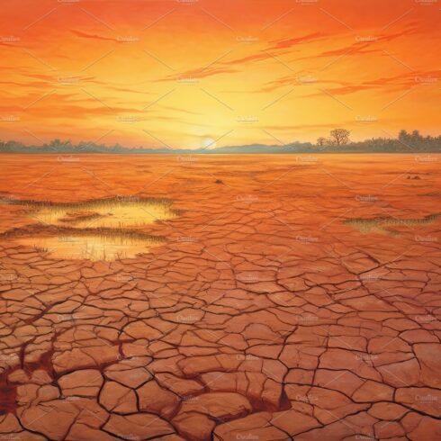 Dry land at sunset, representing drought and lack of water, climate change ... cover image.
