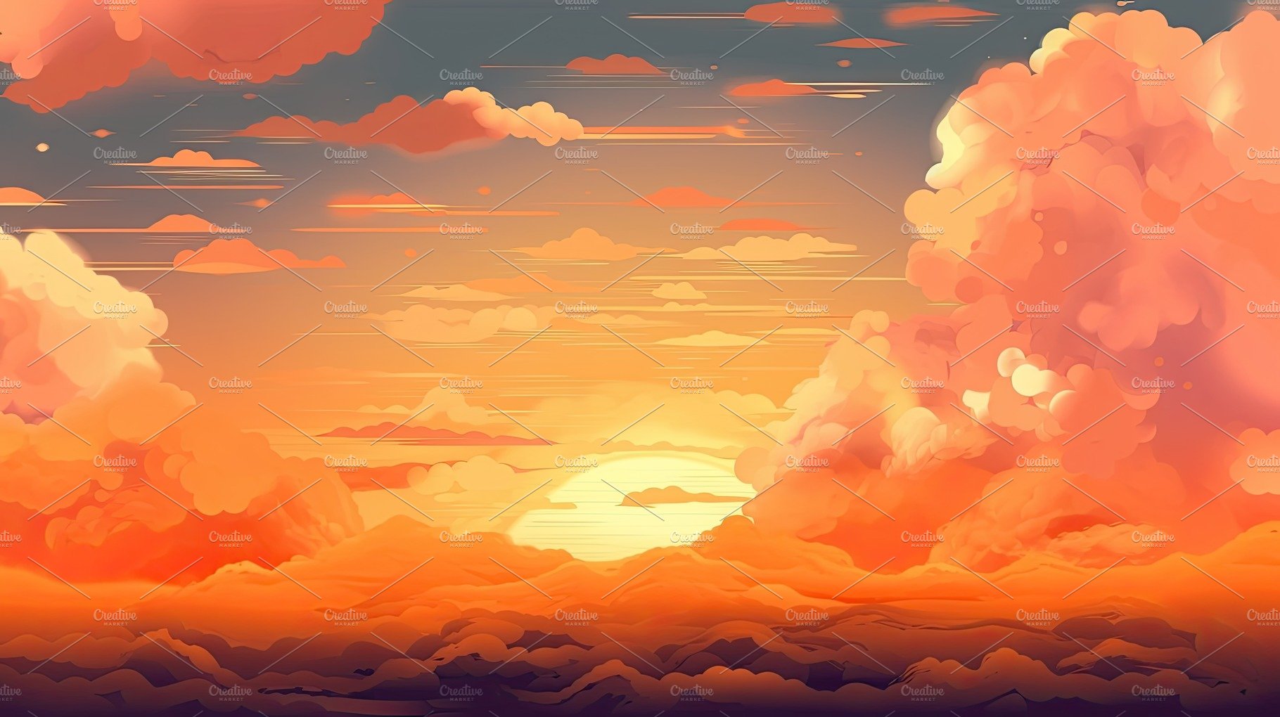 Illustrated sky with clouds, sun, stars, and sunrise or sunset. cover image.