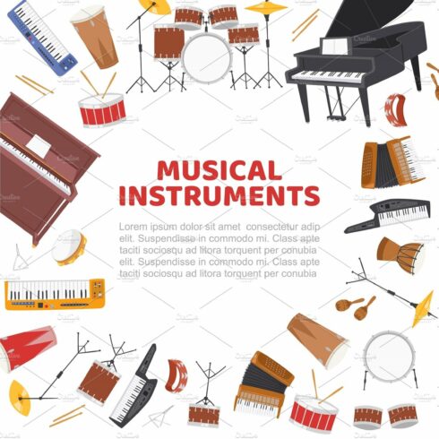 Musical instruments frame for live cover image.
