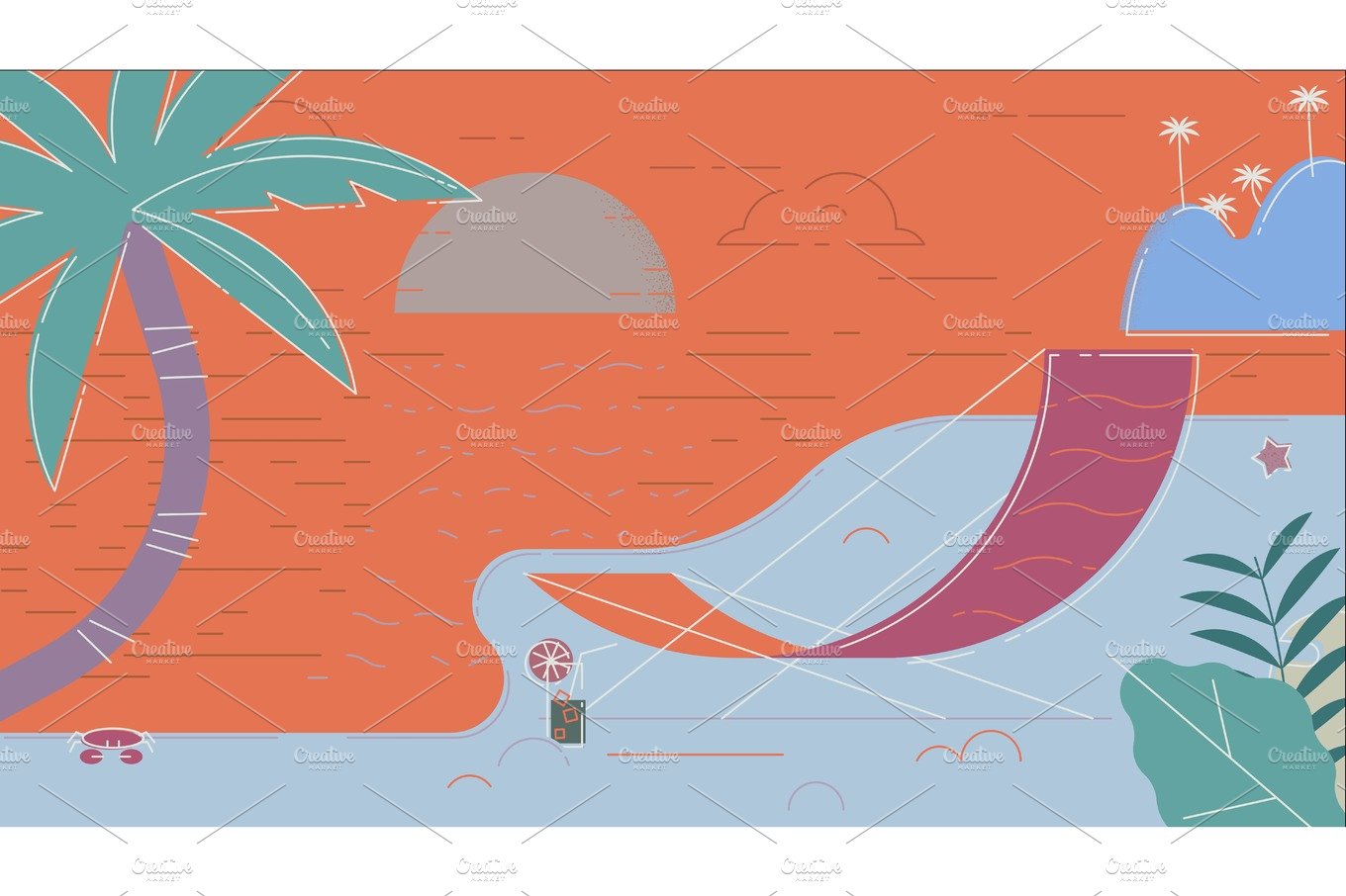 Beach Summer Vector Illustration cover image.