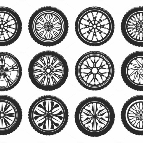 Vector icons of car tires cover image.