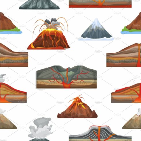 Volcano vector eruption and volcanism or explosion convulsion of nature vol... cover image.