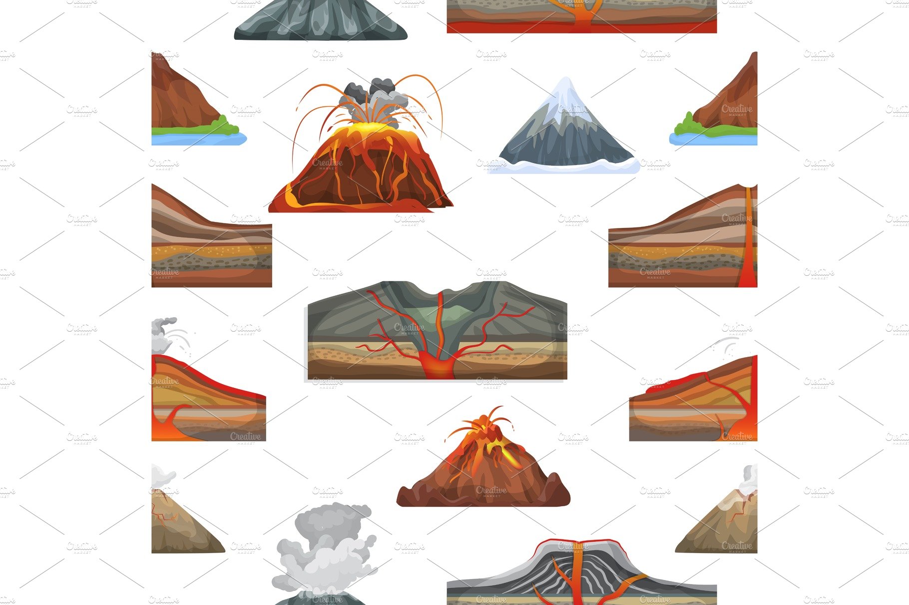 Volcano vector eruption and volcanism or explosion convulsion of nature vol... cover image.