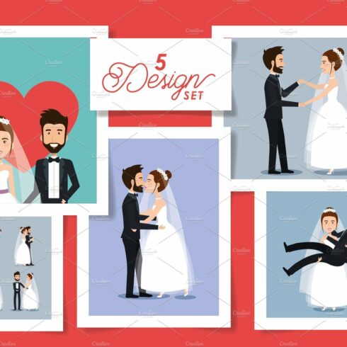 five designs of couples married cover image.