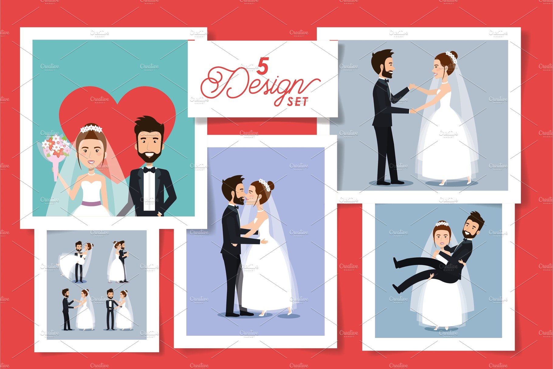 five designs of couples married cover image.