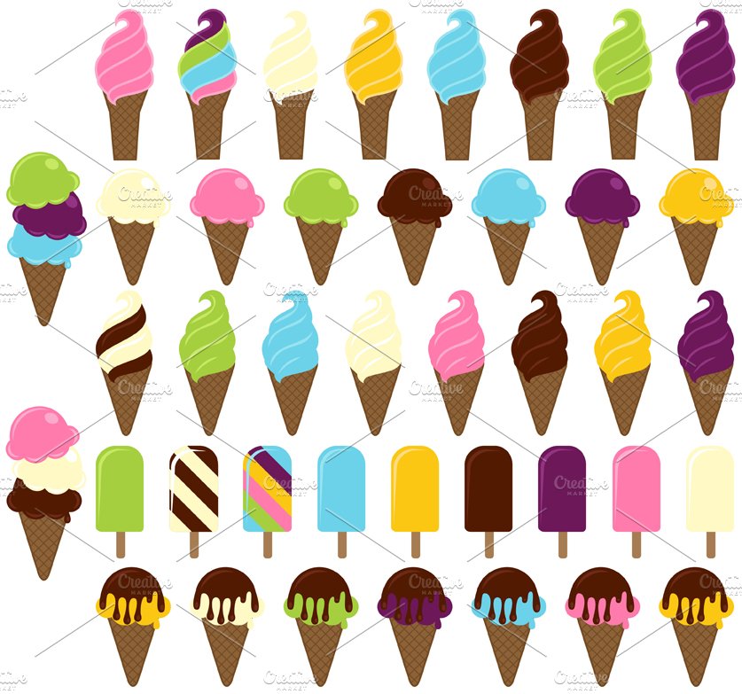 Ice Cream Vectors and Clipart preview image.