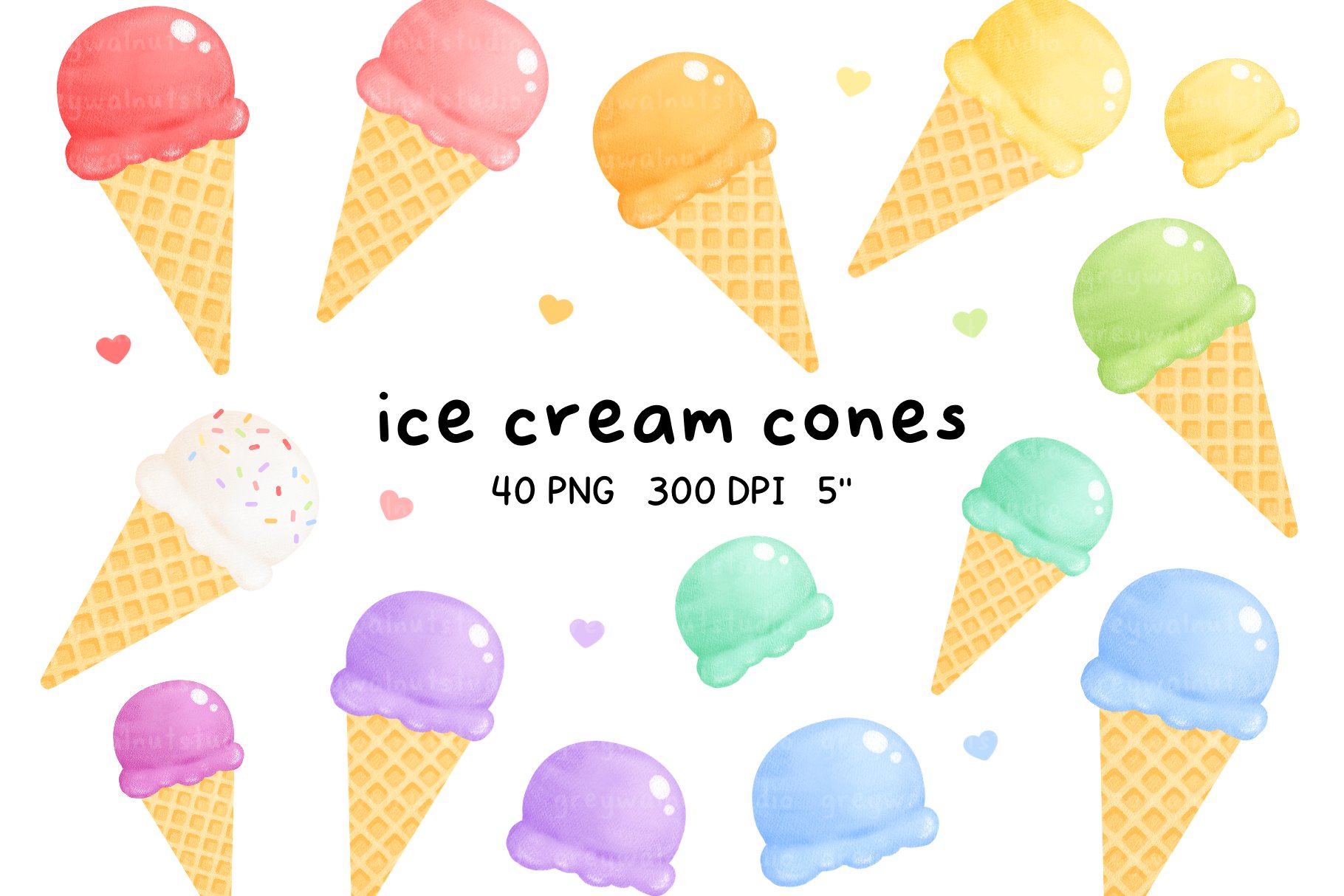 Ice Cream Cones Clipart cover image.