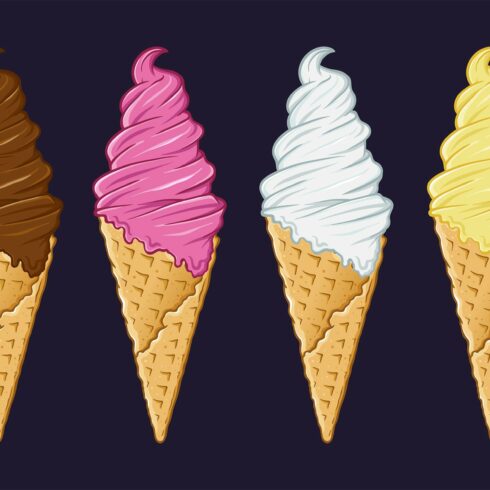 Ice Cream Cone With Various Flavor cover image.