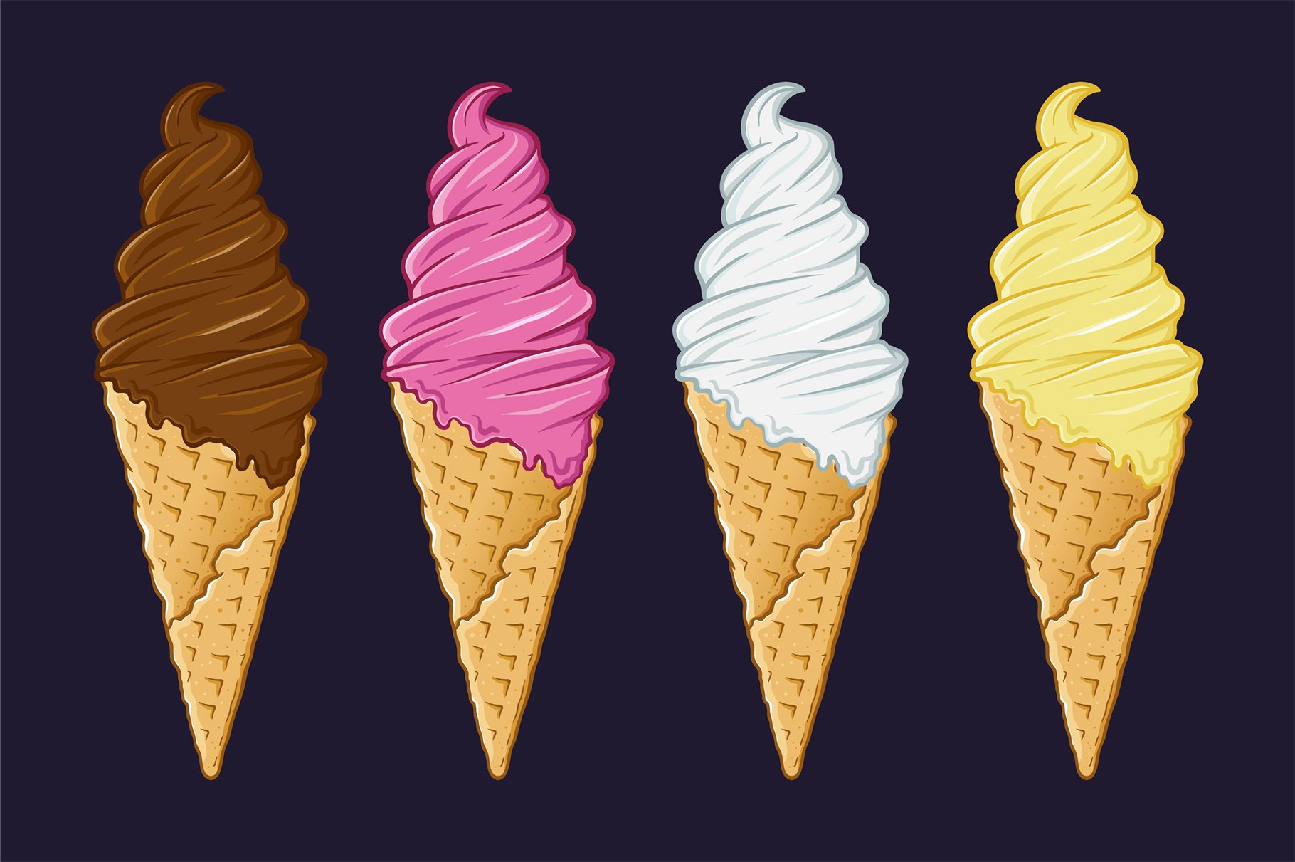 Ice Cream Cone With Various Flavor cover image.