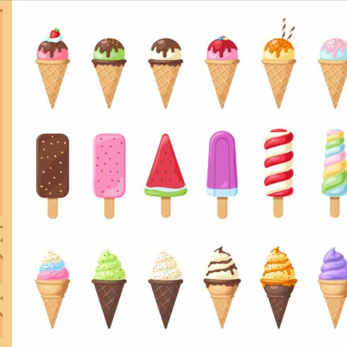 Tasty ice cream set and pattern cover image.