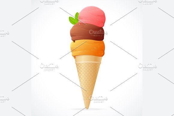 Ice Cream, Cones. Vector cover image.