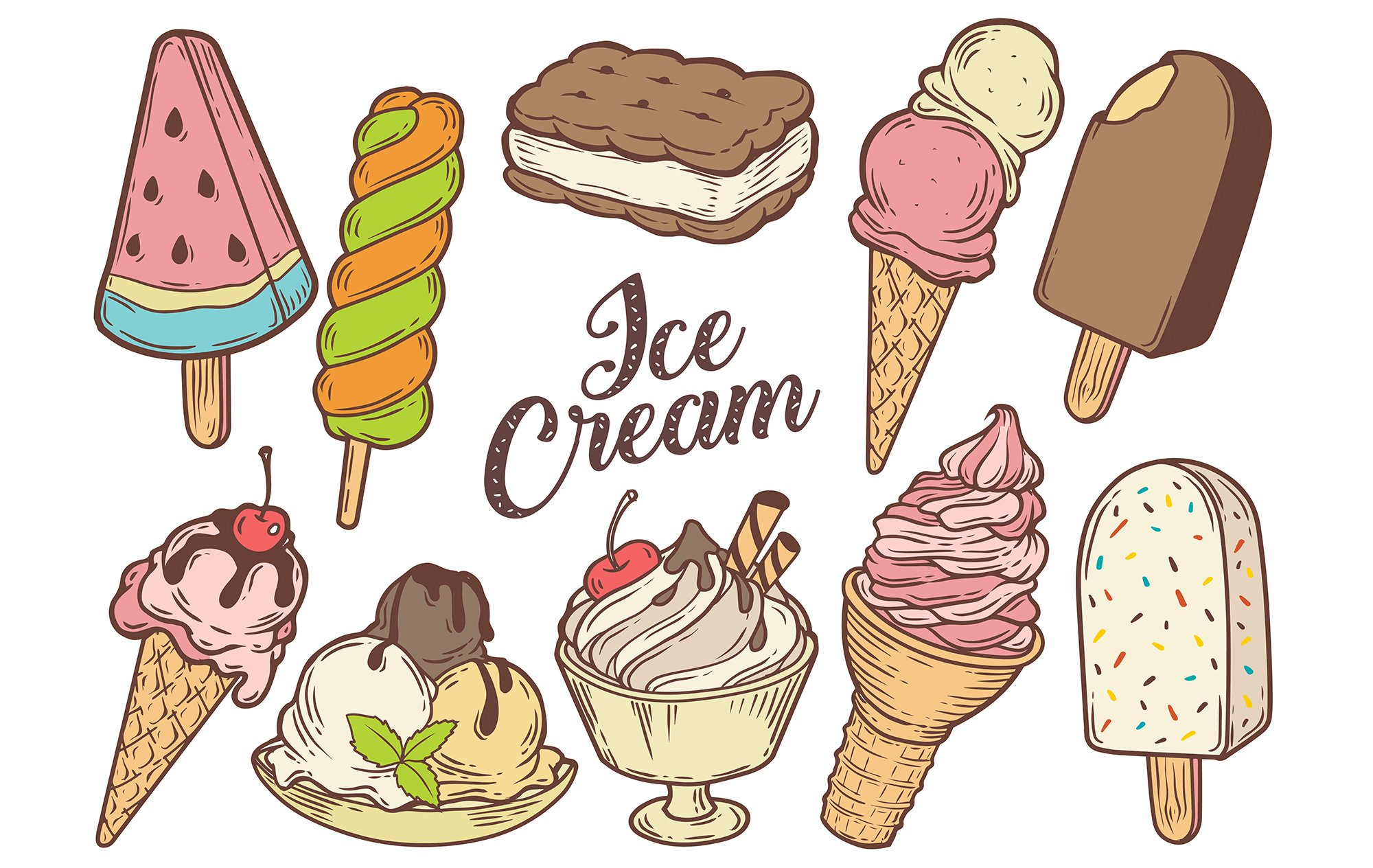 Ice cream eps illustrations cover image.