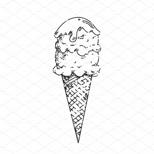 waffle cone ice cream sketch hand cover image.