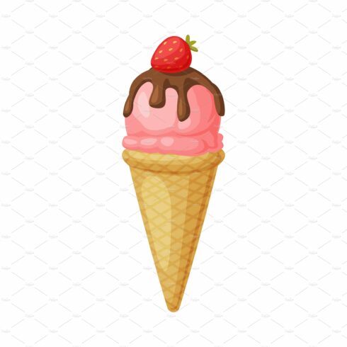 Pink Ice Cream in Waffle Cone with cover image.