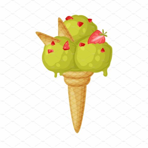 Green Ice Cream Ball in Waffle Cone cover image.