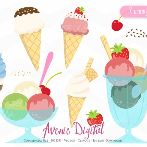 Yummy Ice Cream Clipart - Vectors cover image.