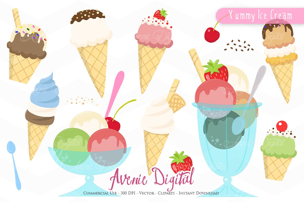 Yummy Ice Cream Clipart - Vectors cover image.