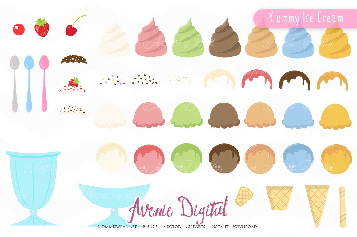 Yummy Ice Cream Clipart - Vectors preview image.