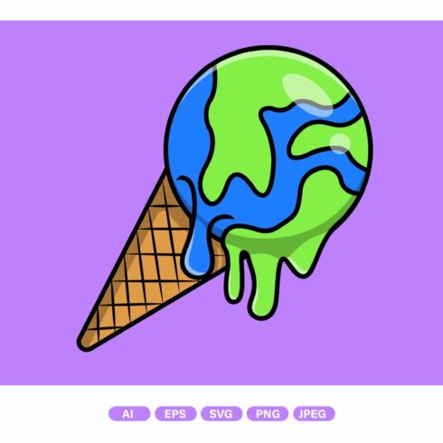 Ice Cream Earth Drip Melted Cartoon cover image.