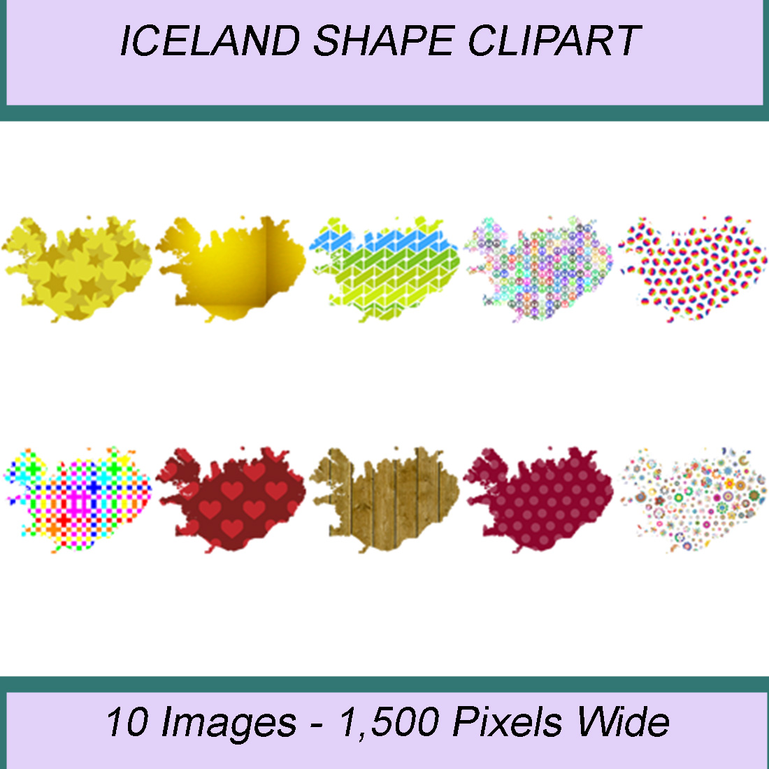 ICELAND SHAPE CLIPART ICONS cover image.
