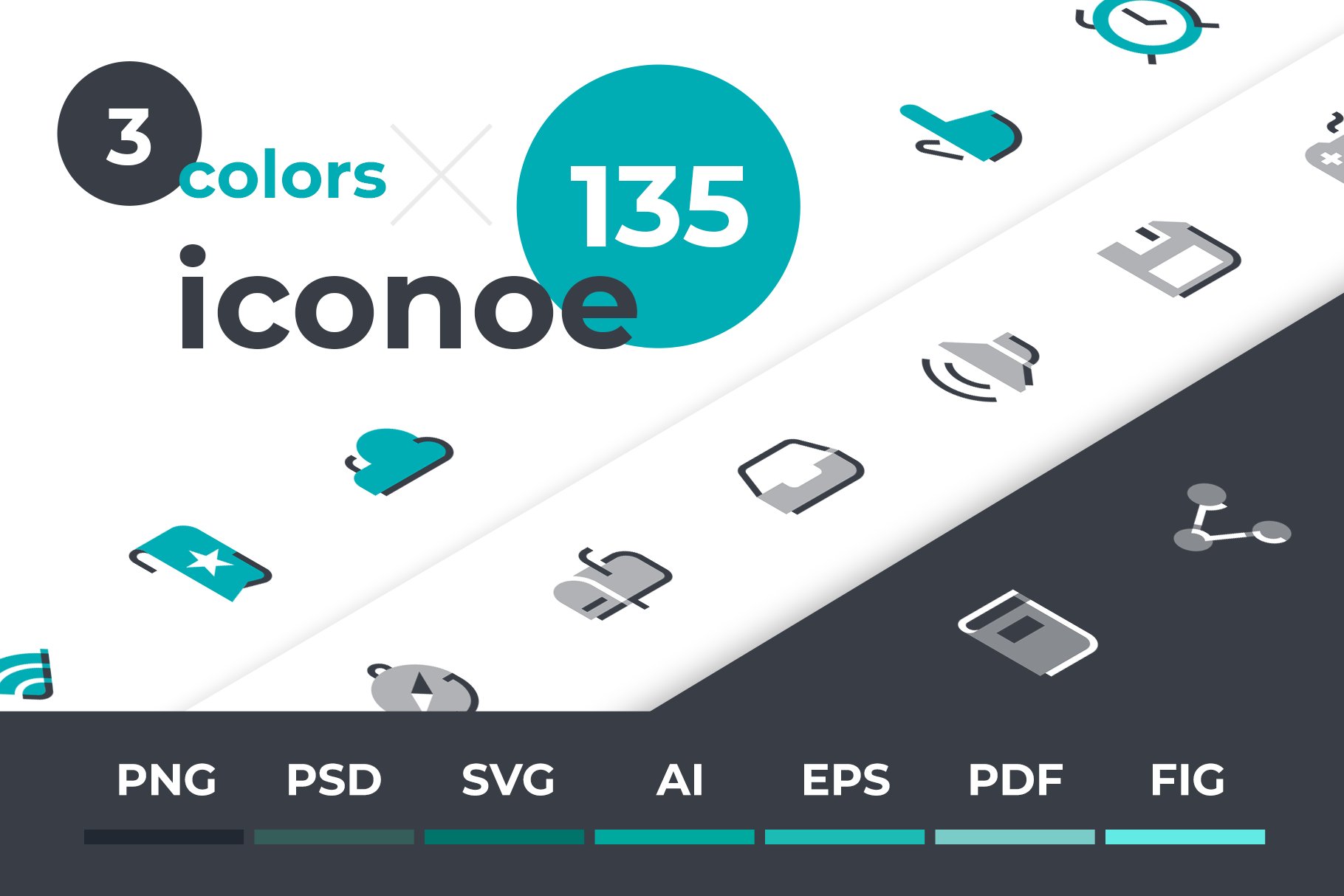 Iconoe - 135 DuoTone Icons cover image.