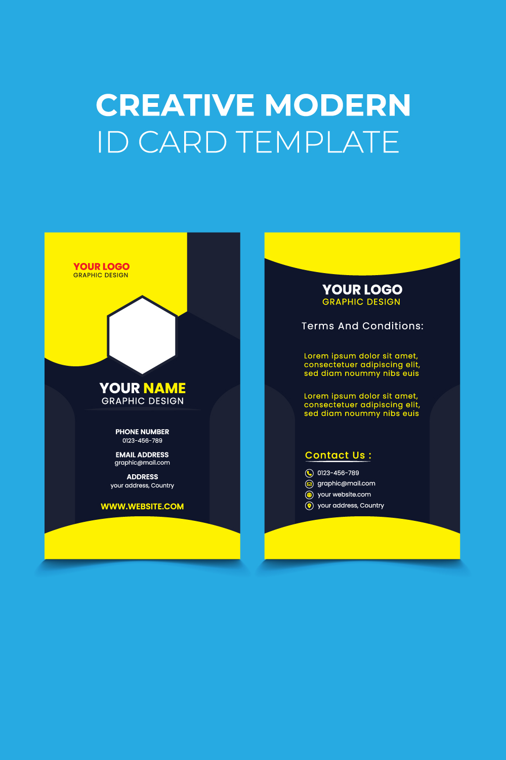 ID Card Template pinterest preview image.
