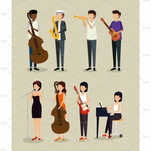 set men and woman play instrument cover image.