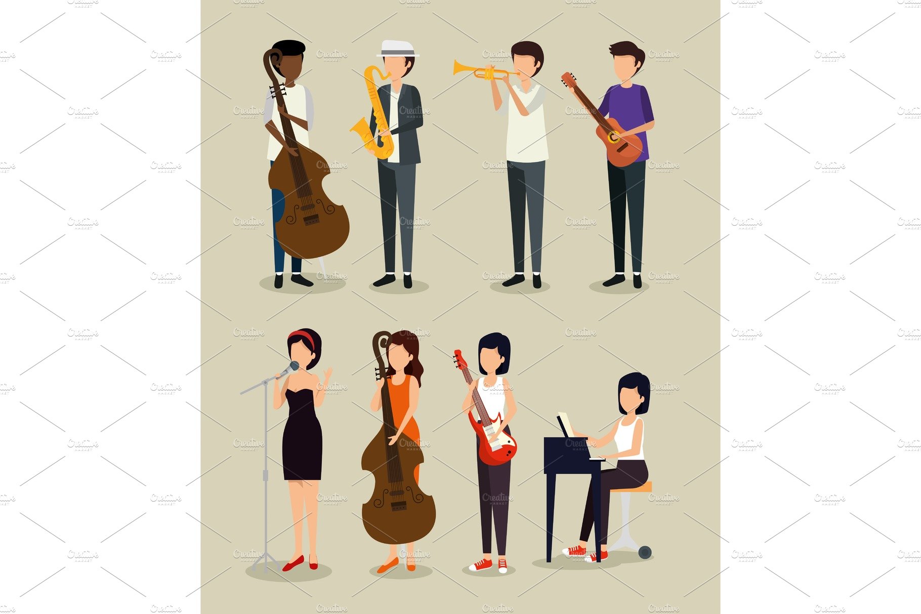 set men and woman play instrument cover image.