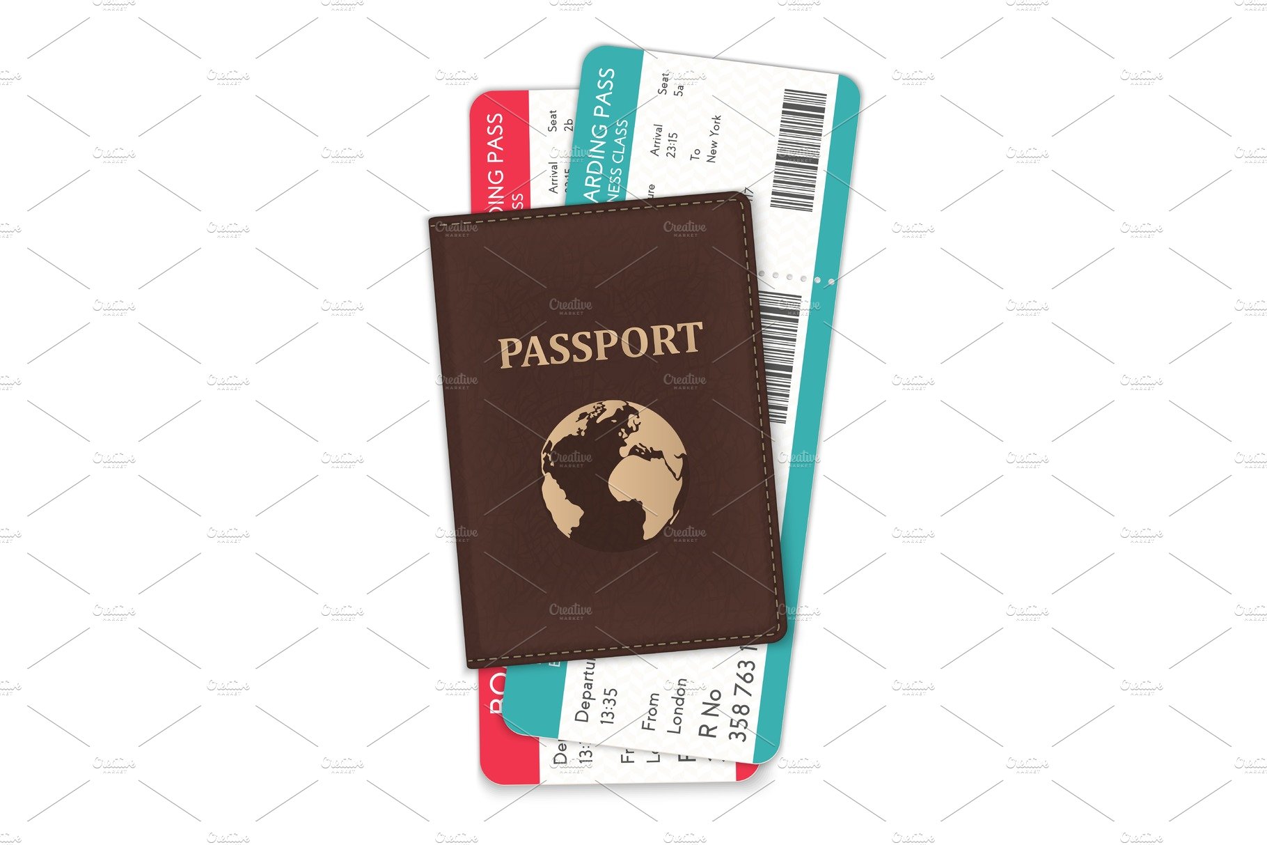 Passport with boarding passes. cover image.
