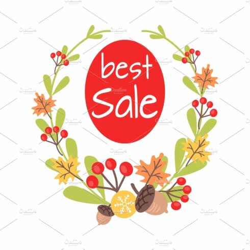 Christmas Best Sale Icon Surrounded by Wreath cover image.