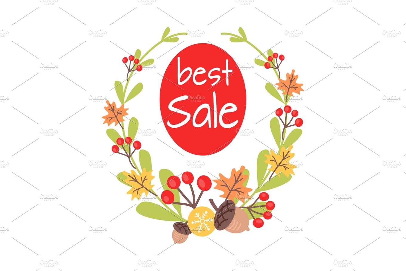 Christmas Best Sale Icon Surrounded by Wreath cover image.