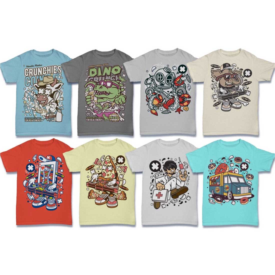 224 Pro Cartoon T-Shirt Designs - ai, cdr, eps, svg, psd, png, jpg preview image.