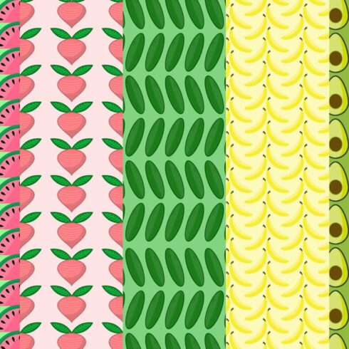 5 Fruit and Vegetable patterns cover image.