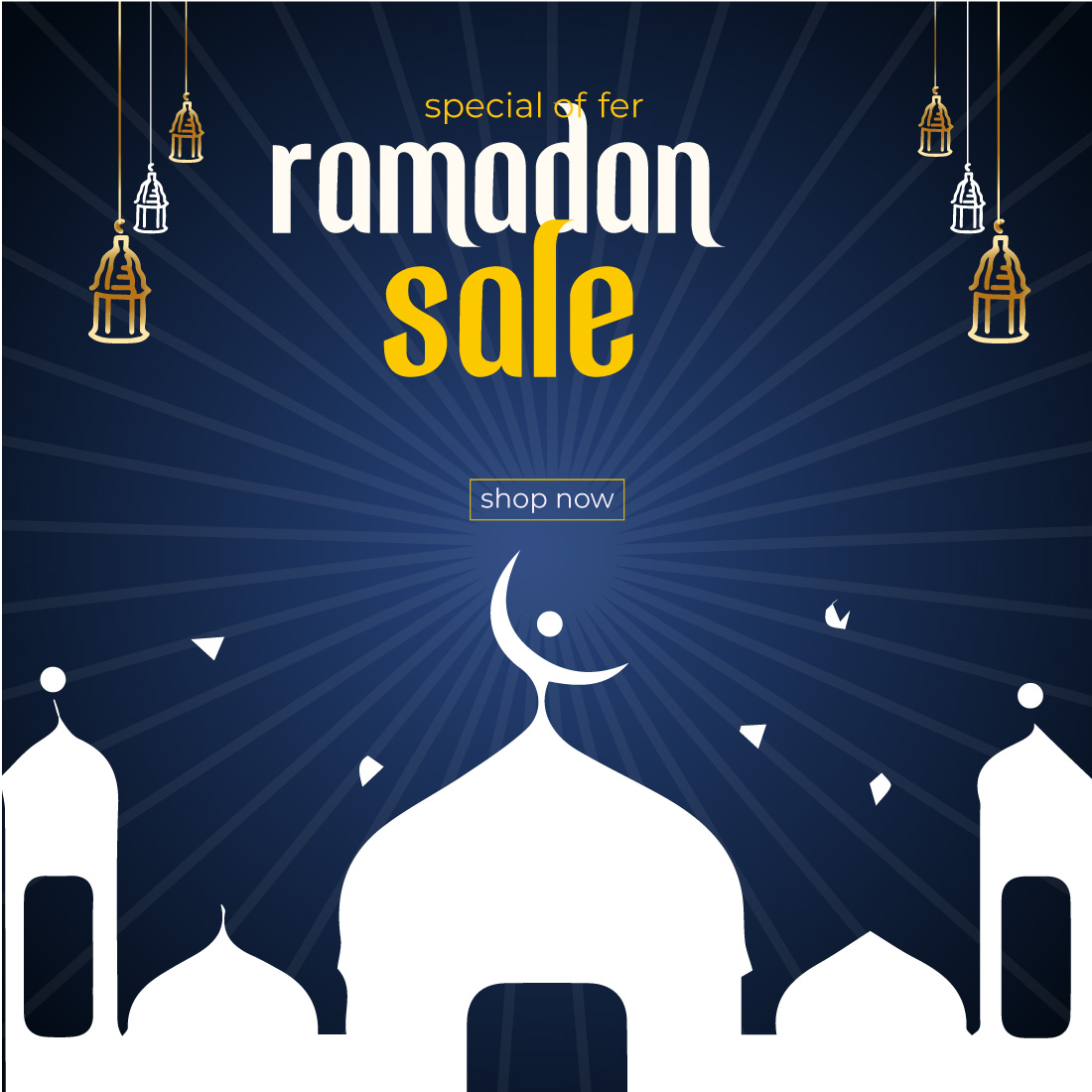 Ramadan sale social media post template design for social media banner preview image.