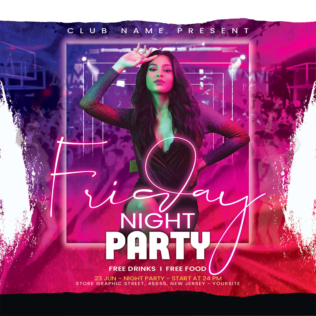 Night Club Flyer Template preview image.