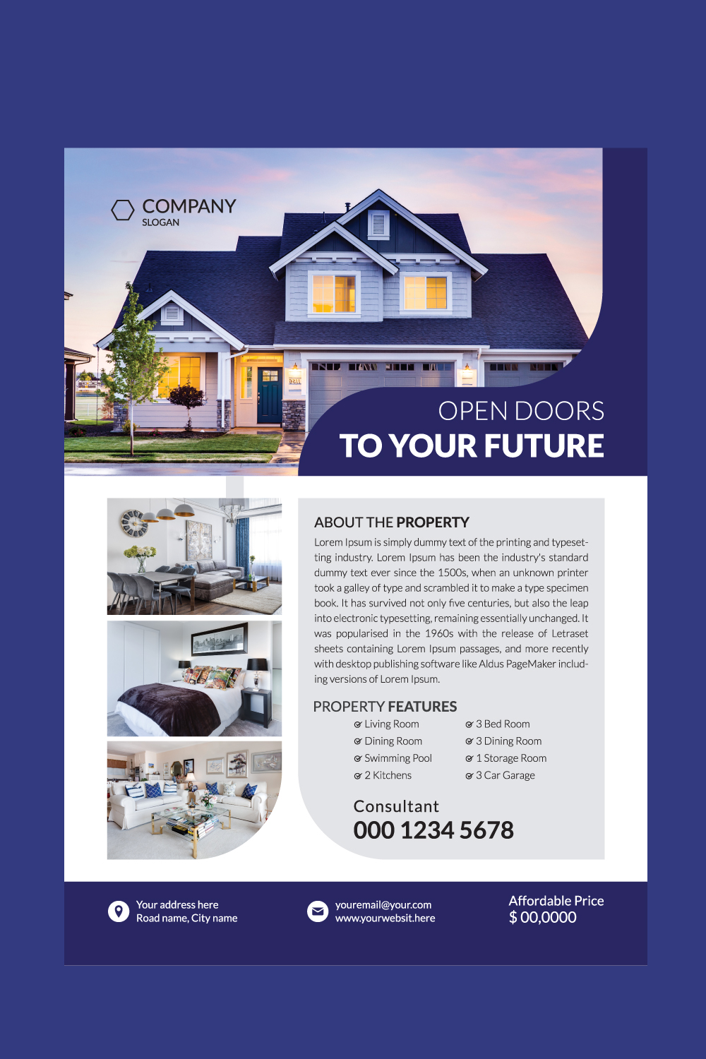 Real Estate Flyer Templates pinterest preview image.