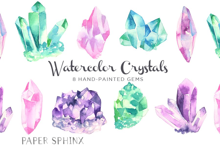 Watercolor Gems & Minerals Set cover image.