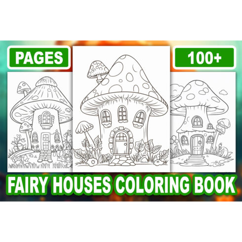 Fairy Houses Coloring Book Pages for Adults cover image.