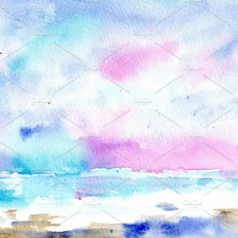 Watercoloe sea breeze sunset cover image.