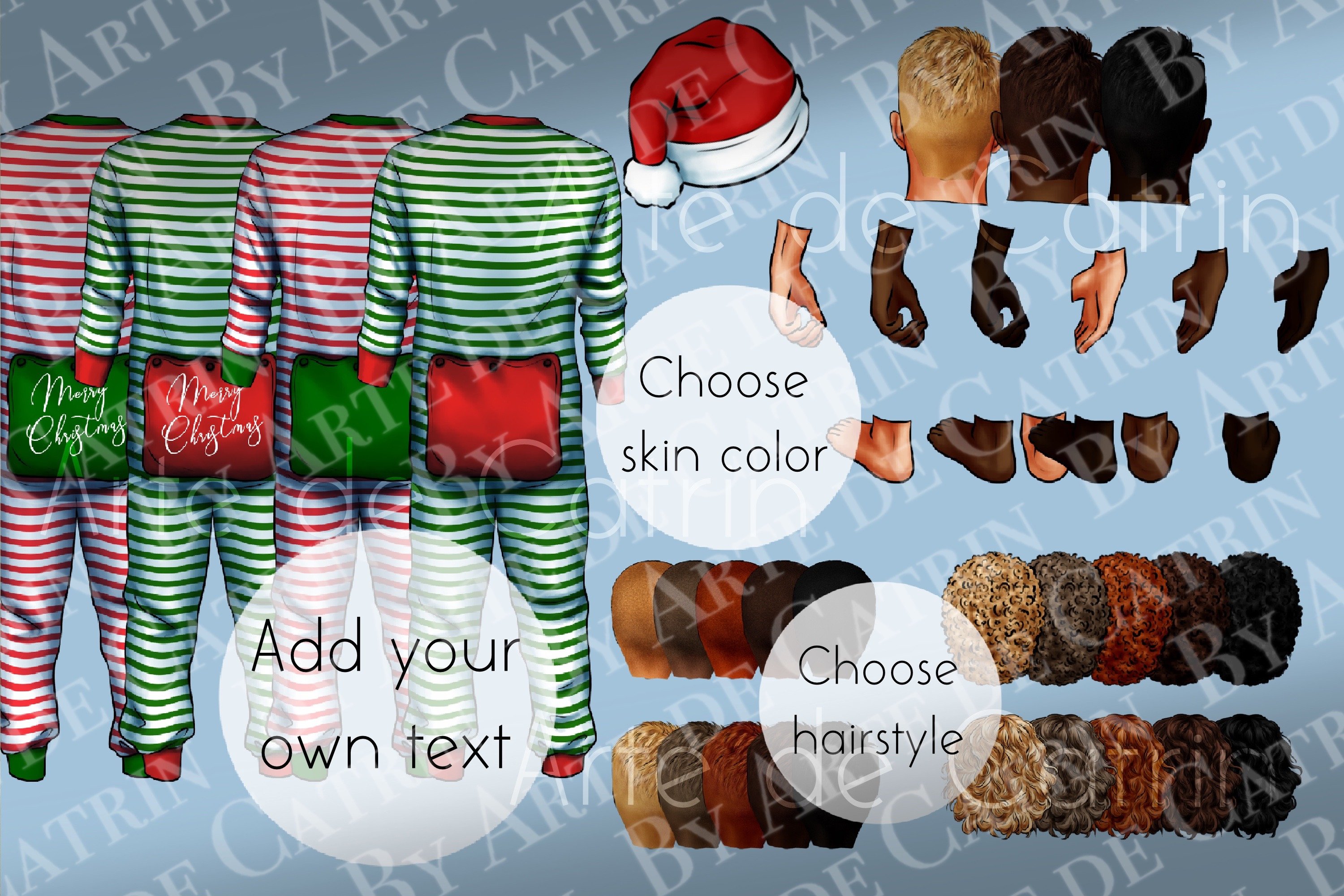 Christmas Pajamas, Family Clipart preview image.