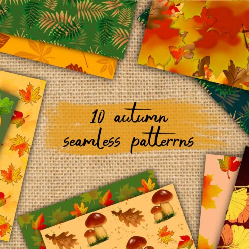 Autumn seamless patterns cover image.