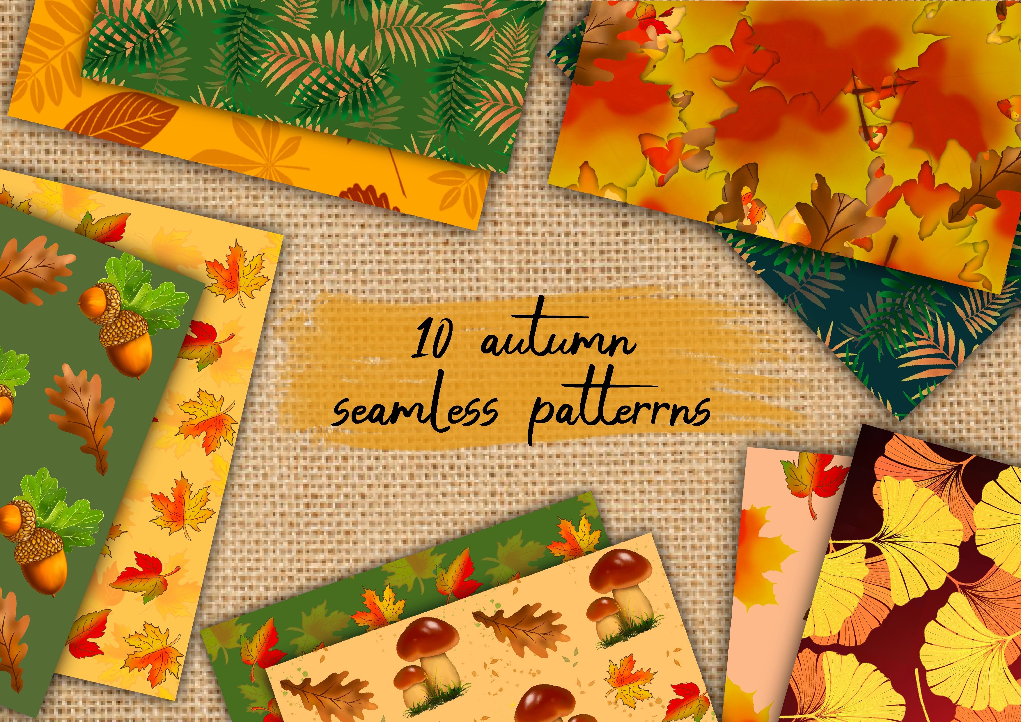 Autumn seamless patterns cover image.